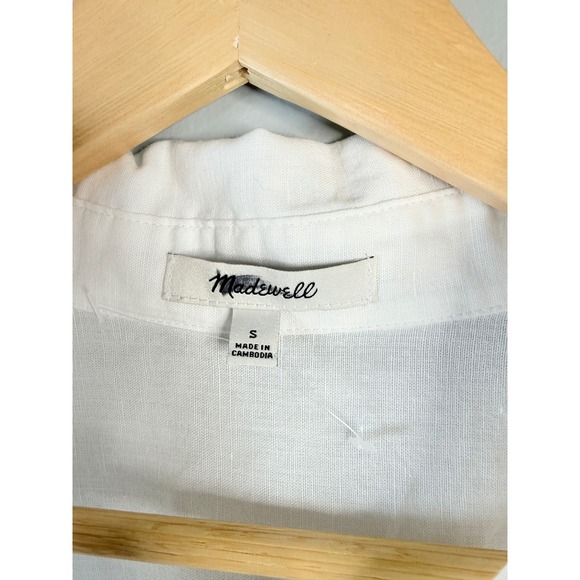 Madewell Oversized Pleated-Sleeve Button-Up Shirt White Small NWOT‎ - Picture 6 of 9